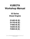 Kubota 03 Series D1403 D1703 V1903 V2203 F2803 Workshop manual