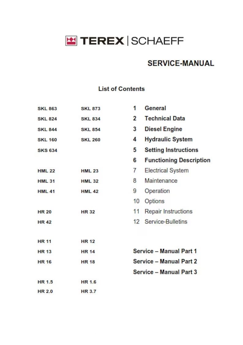 Terex-Schaeff HR 1.5,1.6,2.0,3.7 Workshop manual 2001-2006