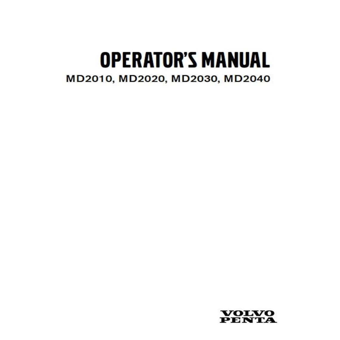 Volvo Penta MD2010 MD2020 MD2030 MD2040 Operator Manual