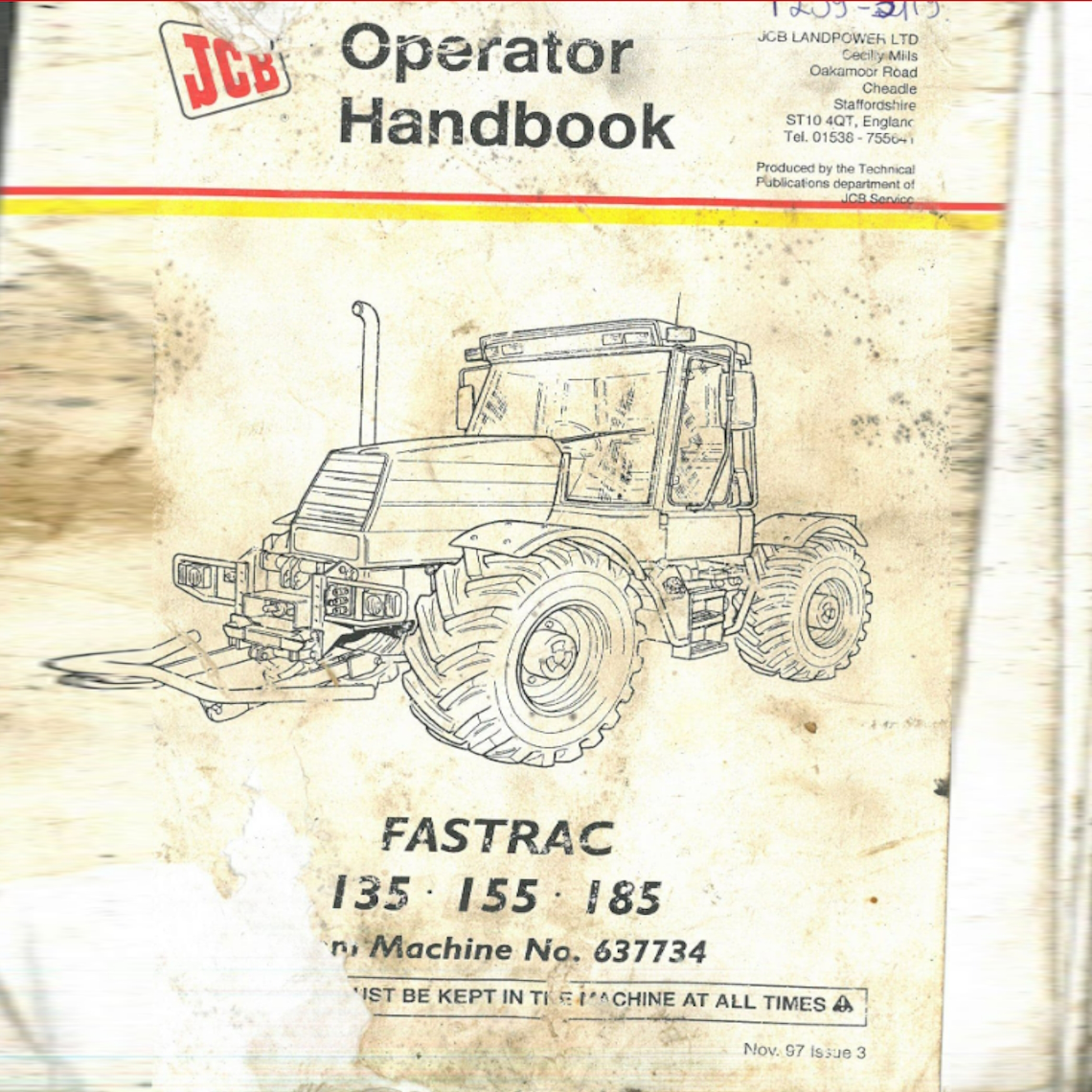 JCB 135, 155, 185 Fastrac Operator’s Manual